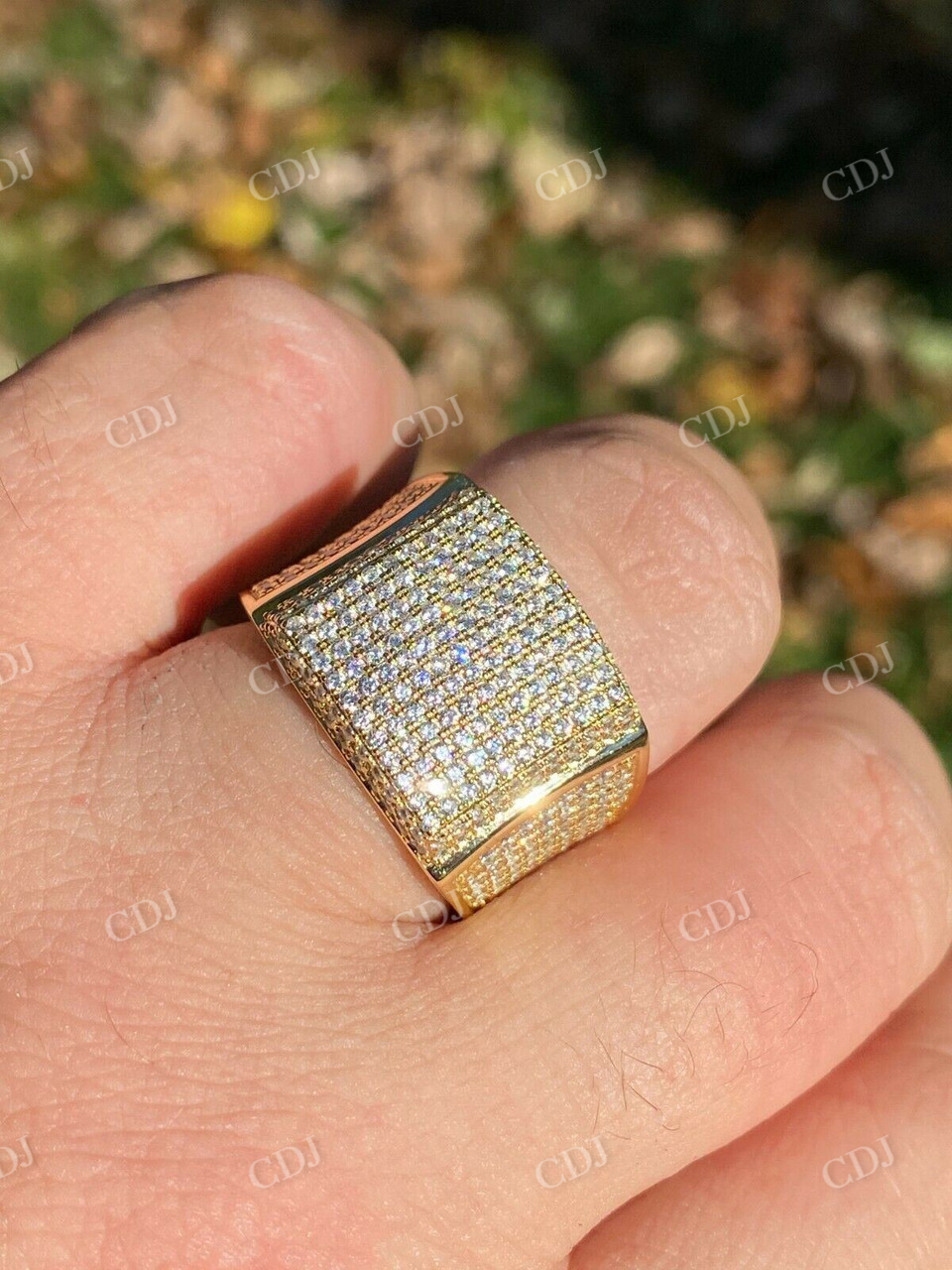 Large Solid Gold Diamond Hip Hop Ring  customdiamjewel   