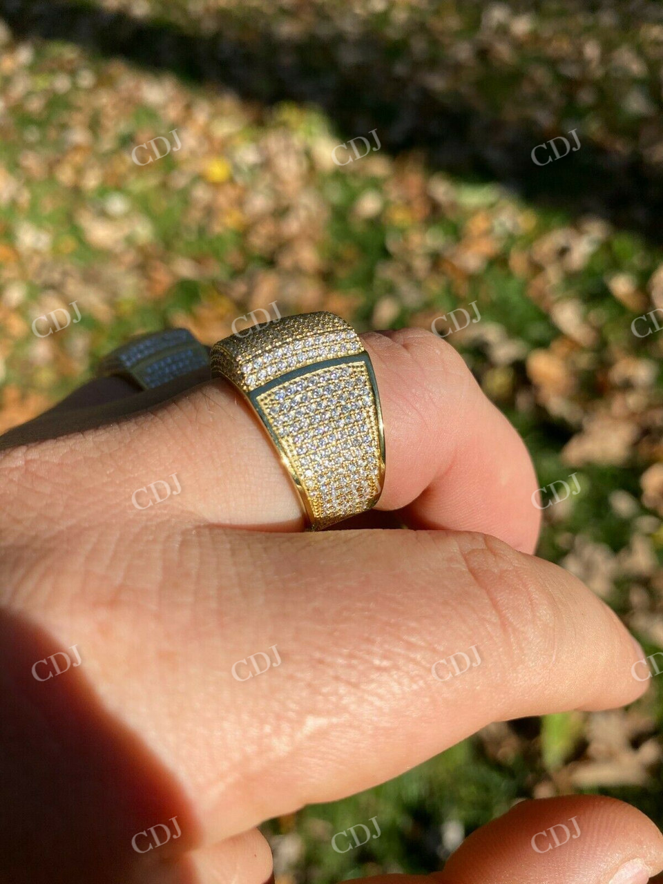 Large Solid Gold Diamond Hip Hop Ring  customdiamjewel   