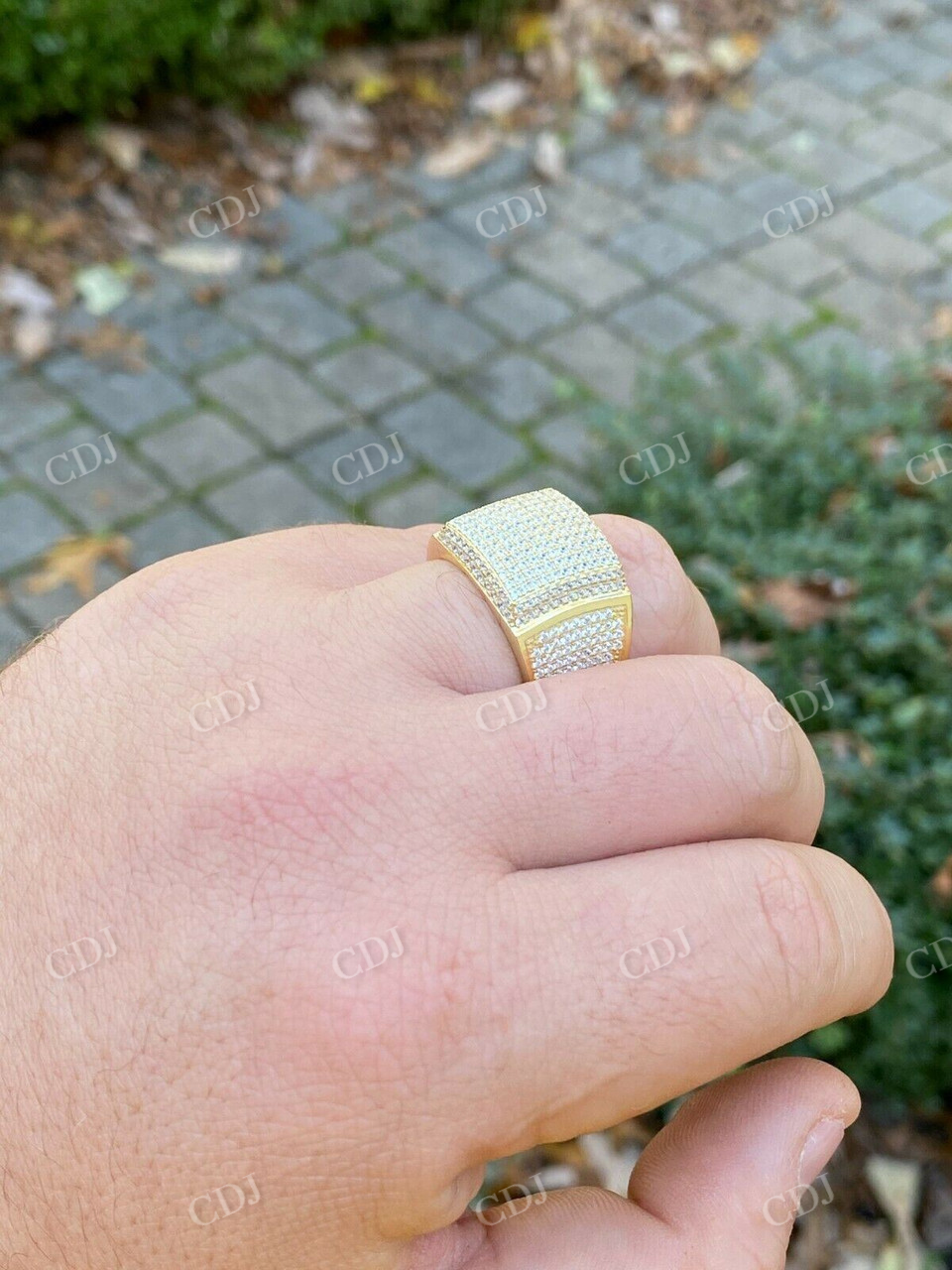 Large Solid Gold Diamond Hip Hop Ring  customdiamjewel   