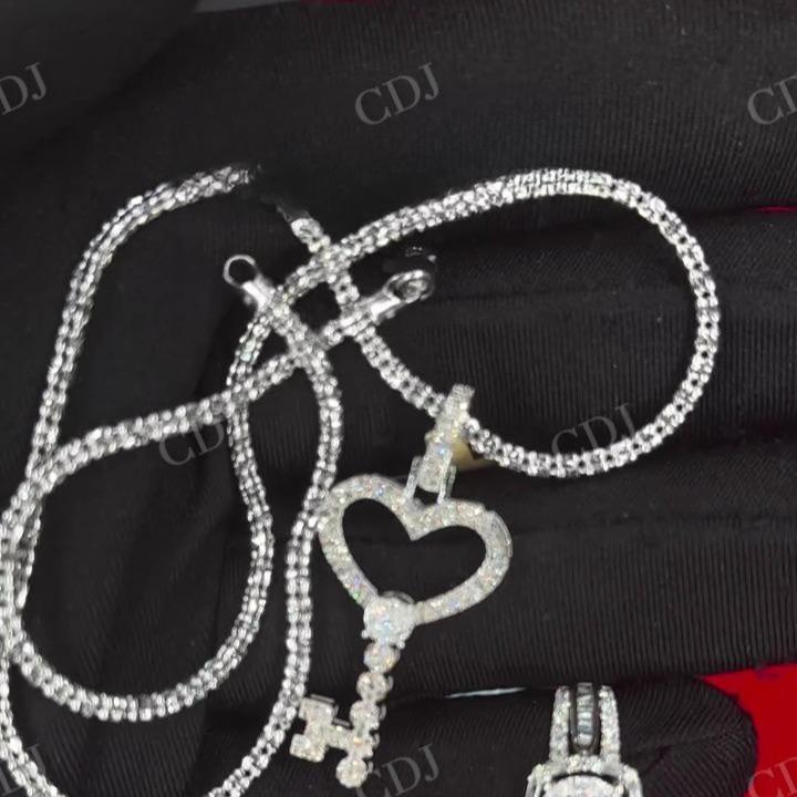 10K White Gold Diamond Heart Kry Pendant hip hop jewelry CustomDiamJewel   