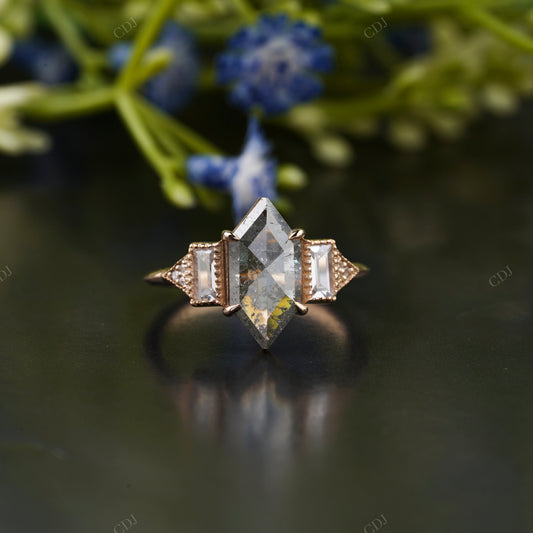 Hexagon Moissanite Diamond Baguette Ring