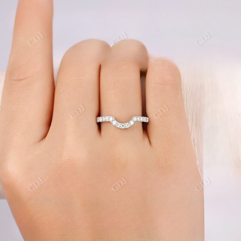 0.38CT Round Cut Natural Diamond Curved Wedding Band  customdiamjewel   