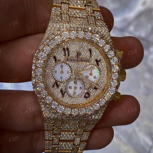 Full Iced Out Gold Plated AP Moissanite Watches customdiamjewel