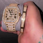 Fully Iced Out Hip Hop Cartier Studded Luxury Men Watch hip hop jewelry CustomDiamJewel