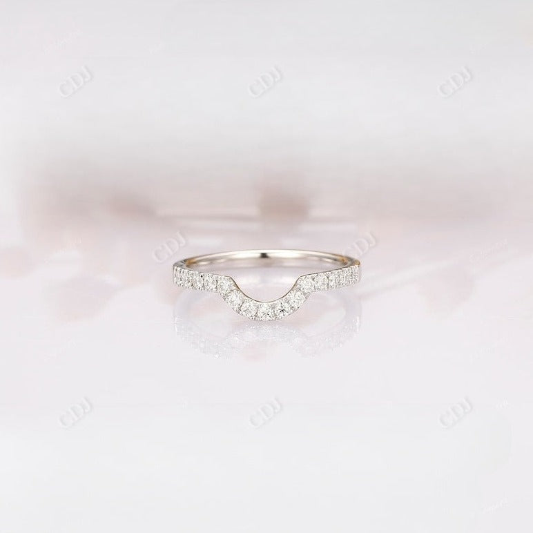 0.38CT Round Cut Natural Diamond Curved Wedding Band  customdiamjewel 10 KT Solid Gold White Gold VVS-EF