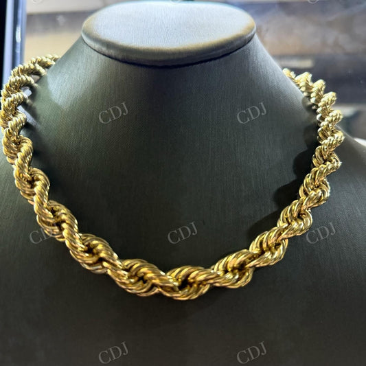 14K Yellow Gold Simple And Unique Design Rope Chain hip hop jewelry CustomDiamJewel   