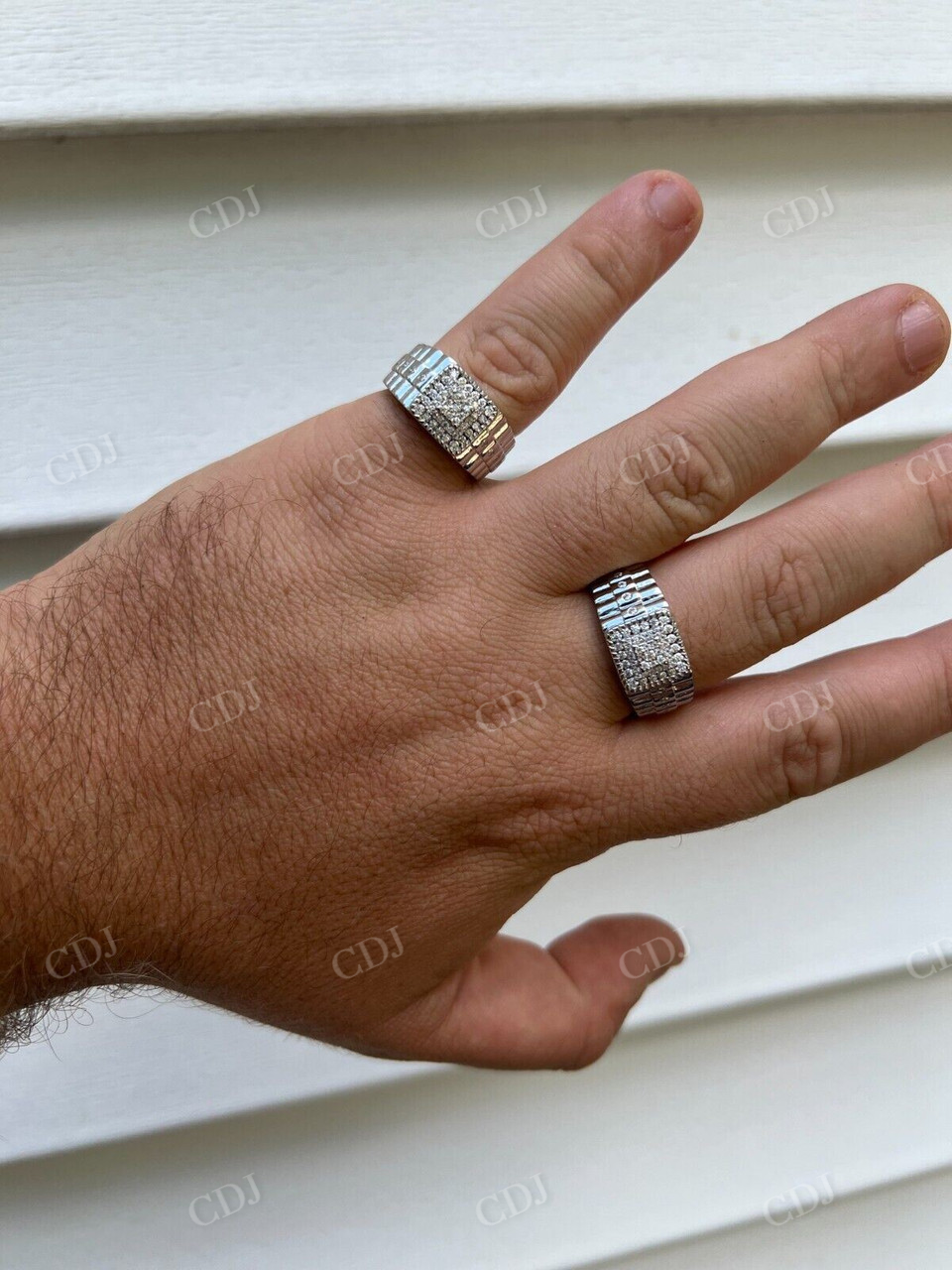 Round Moissanite Wide Band Mens Ring  customdiamjewel   