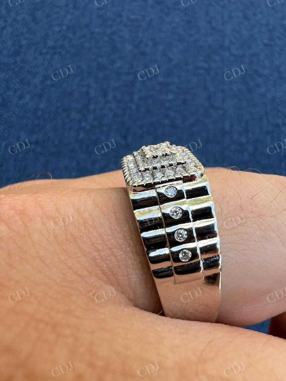 Round Moissanite Wide Band Mens Ring  customdiamjewel   