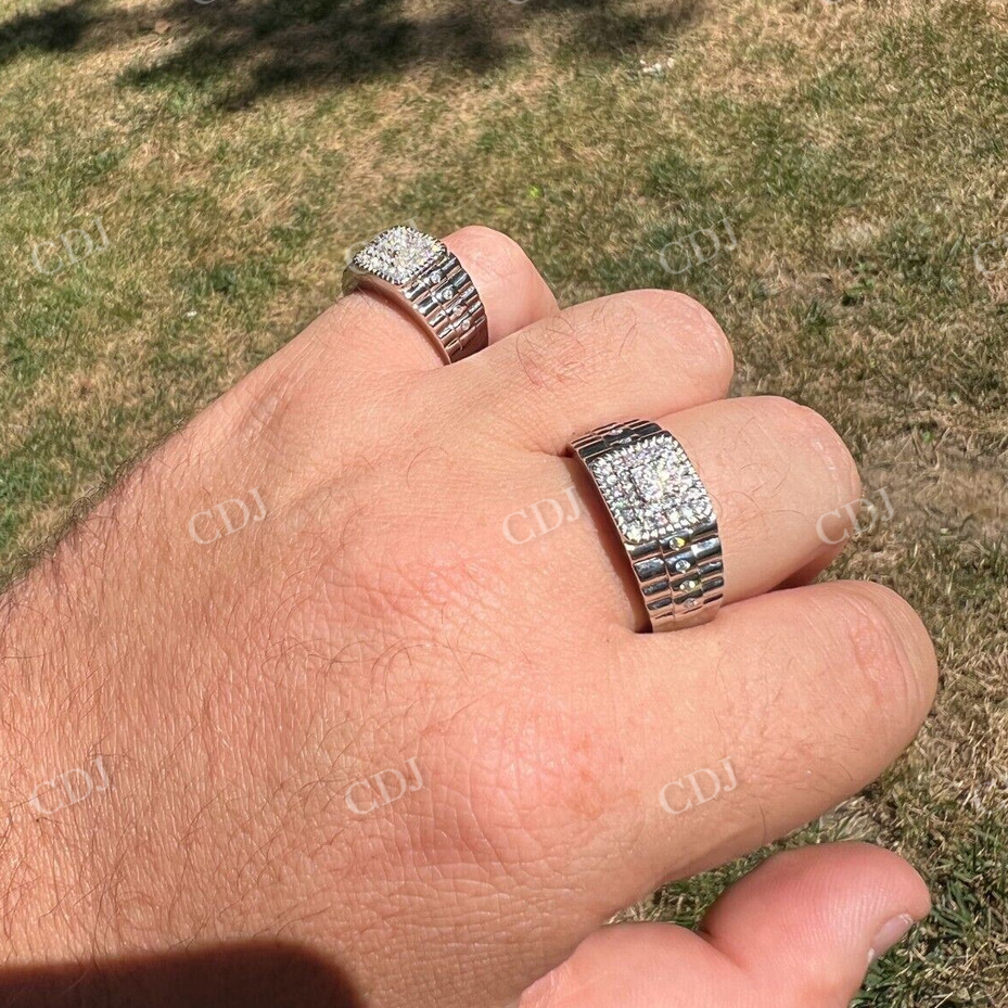 Round Moissanite Wide Band Mens Ring  customdiamjewel   