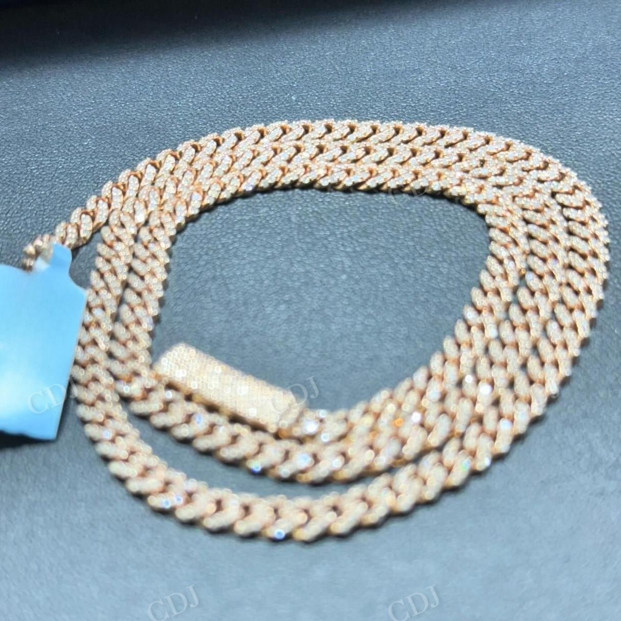 Diamond 10K Solid Rose Gold Cuban Link Chain hip hop jewelry CustomDiamJewel   