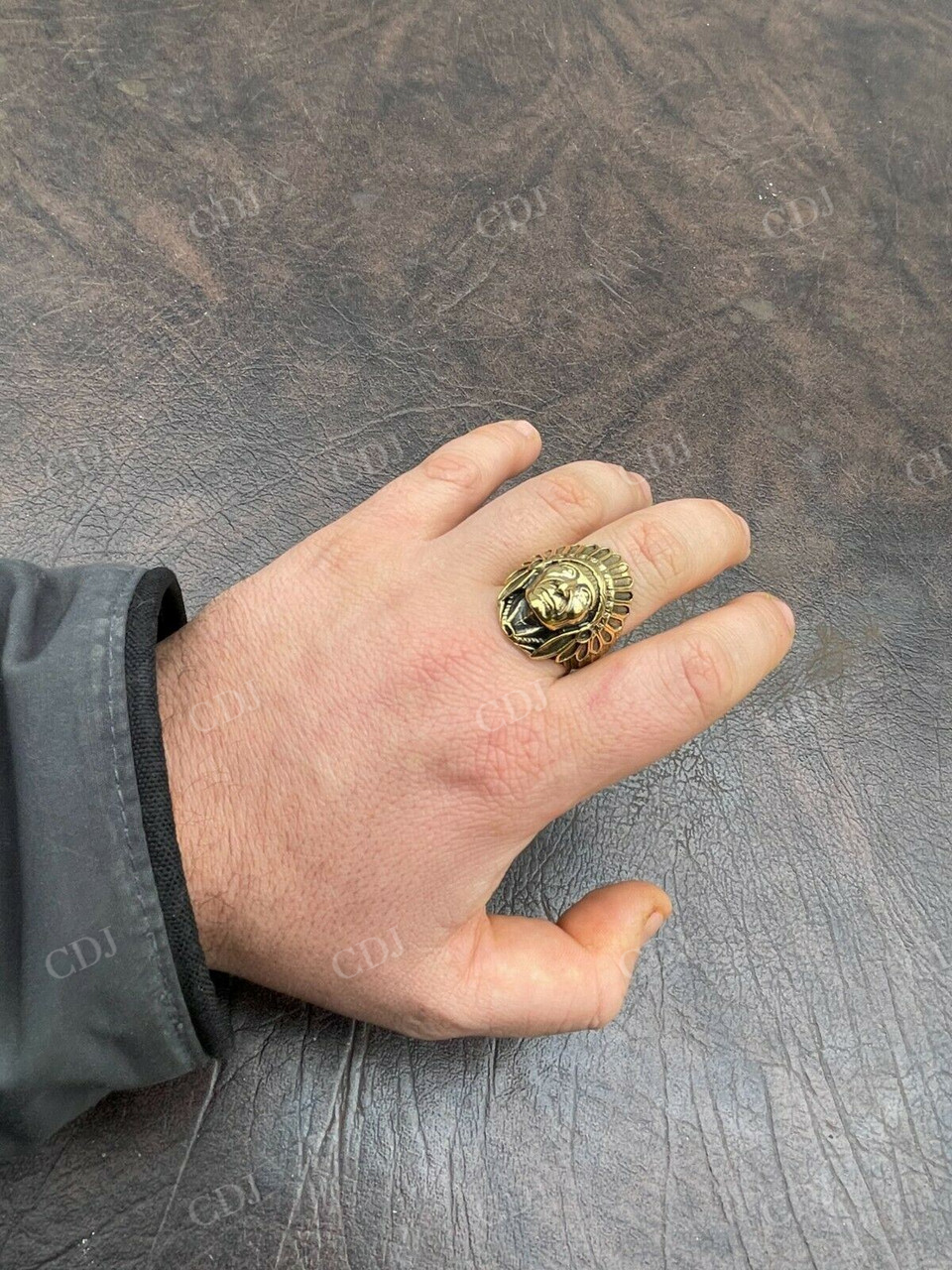18K Gold Indian Head Chief Hip Hop Ring  customdiamjewel   