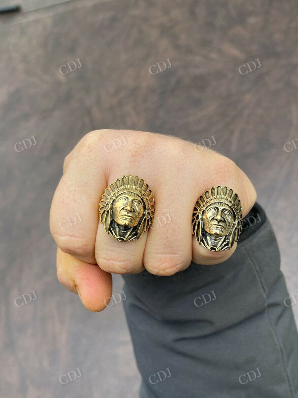18K Gold Indian Head Chief Hip Hop Ring  customdiamjewel   