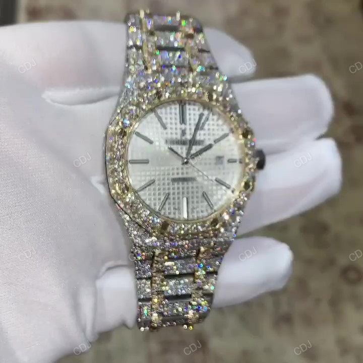 Yellow White AP Modified Belt Moissanite Diamond Cool Iced Out Hip Hop Watch hip hop jewelry CustomDiamJewel