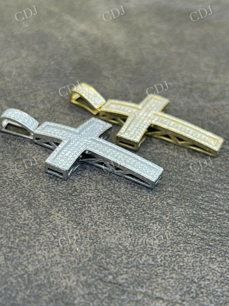 14K Gold Moissanite Cross Pendant For Men  customdiamjewel   