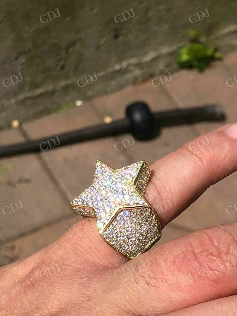 Men's Hip Hop 3D Star Solid Gold Diamond Ring  customdiamjewel   