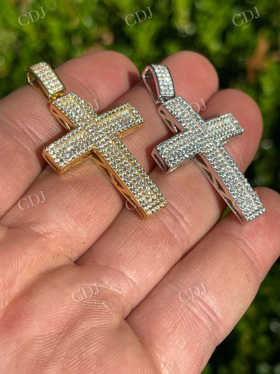 14K Gold Moissanite Cross Pendant For Men  customdiamjewel   