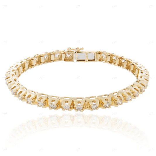 Trendy Unique Hip Hop Style Yellow gold Tennis bracelet CustomDiamJewel