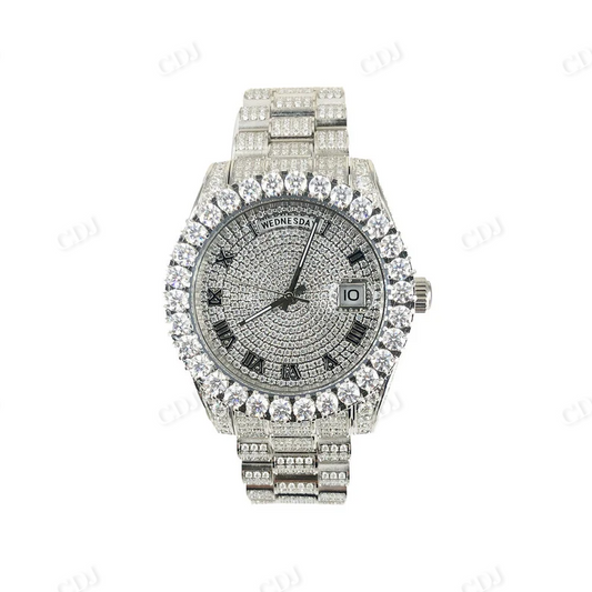 Iced Bling Out Bezel Diamond Roman Dial Rolex For Women customdiamjewel