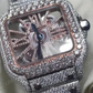 Rose White Cartier Skeleton Iced Out Watch customdiamjewel