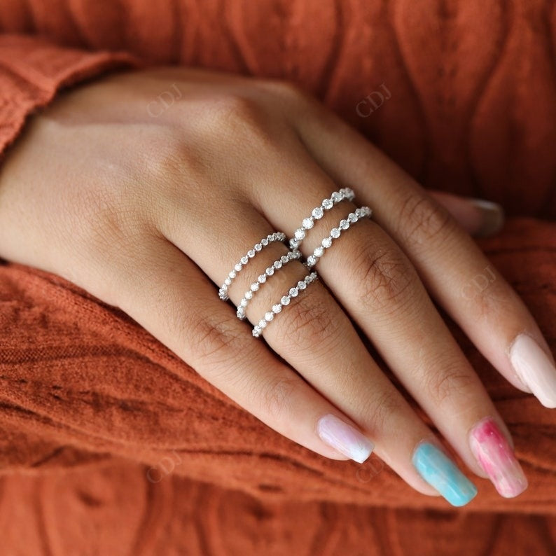 Half Eternity Single Prong Lab Grown Diamond Wedding Band  customdiamjewel   