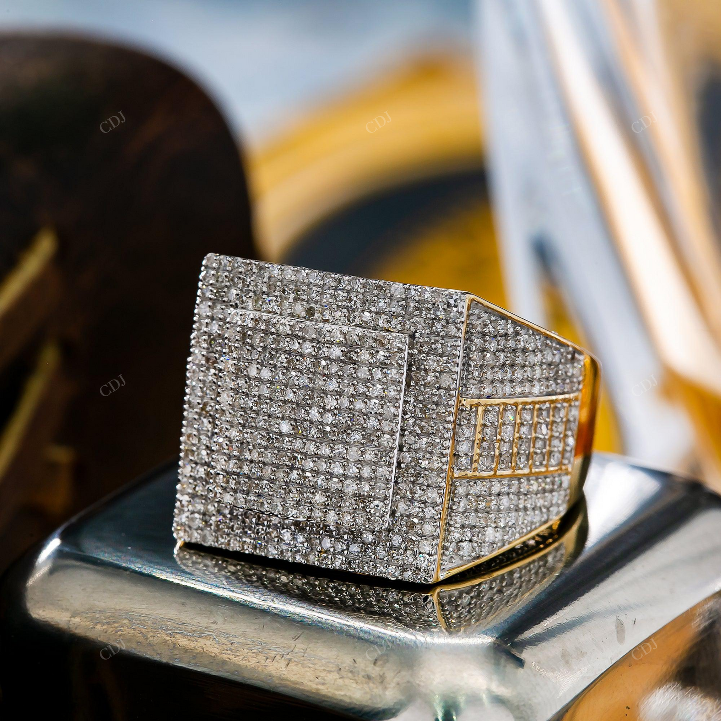 925 Sterling Silver Moissanite Iced Square Hip Hop Ring hip hop jewelry customdiamjewel