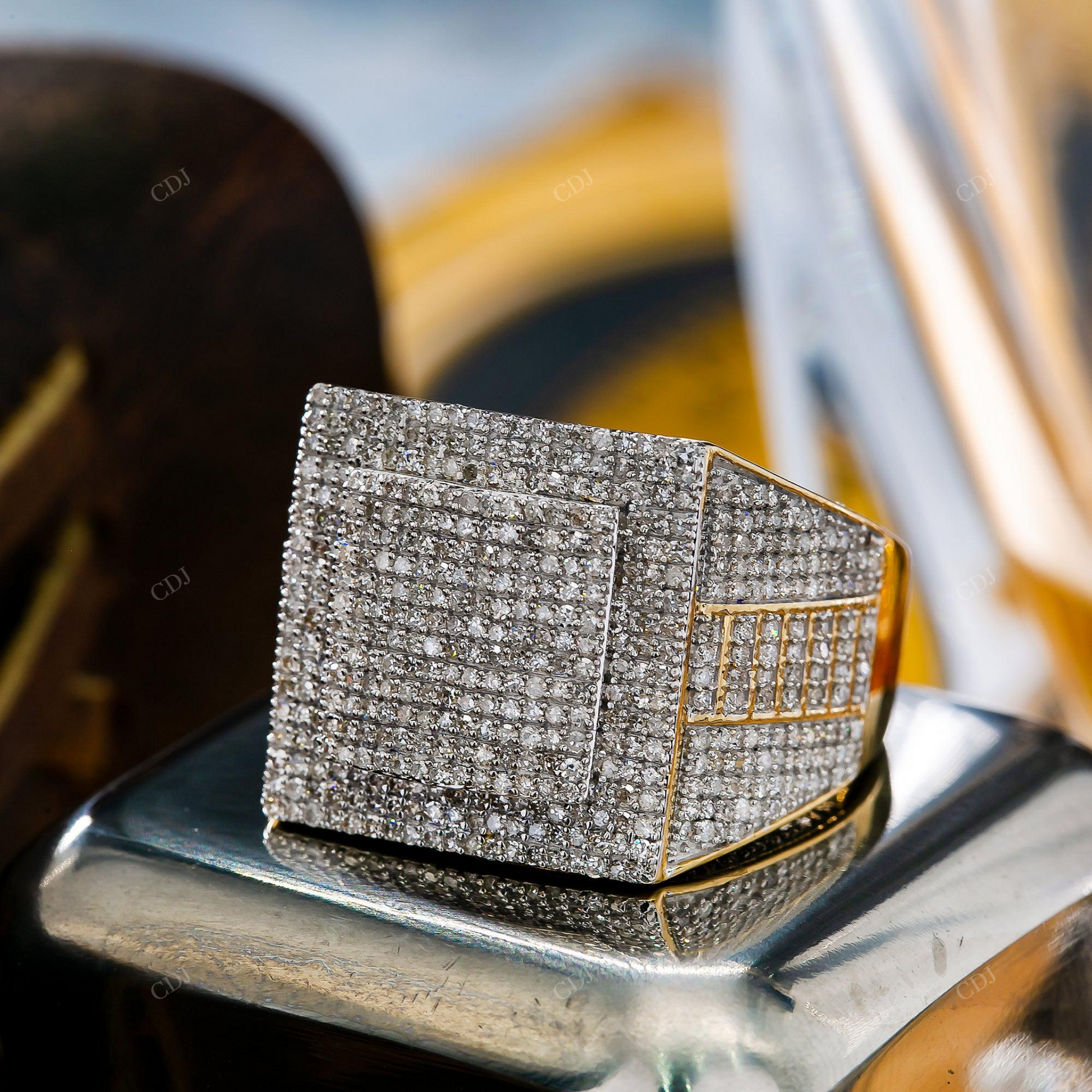 925 Sterling Silver Moissanite Iced Square Hip Hop Ring hip hop jewelry customdiamjewel