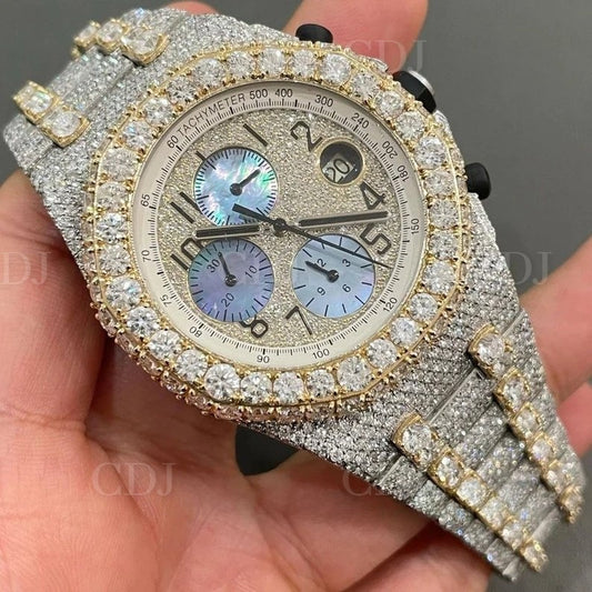 Automatic Movement Natural Diamond AP Chrono Watch customdiamjewel