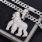 10K Solid White Gold Real Diamond Gorilla Pendant hip hop jewelry CustomDiamJewel