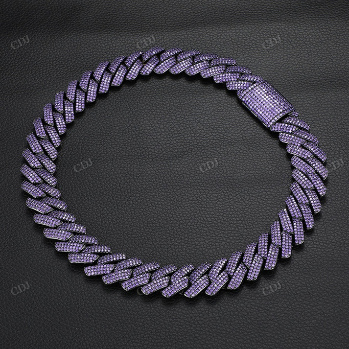 10MM Iced Out Purple Diamond Cuban Chain hip hop jewelry CustomDiamJewel