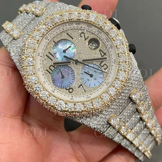 Luxury 2024 Men's Iced Out Two Tone Moissanite AP Watch customdiamjewel