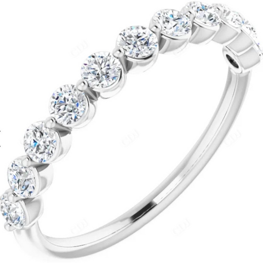 Half Eternity Single Prong Lab Grown Diamond Wedding Band  customdiamjewel Sterling Silver White Gold VVS-EF