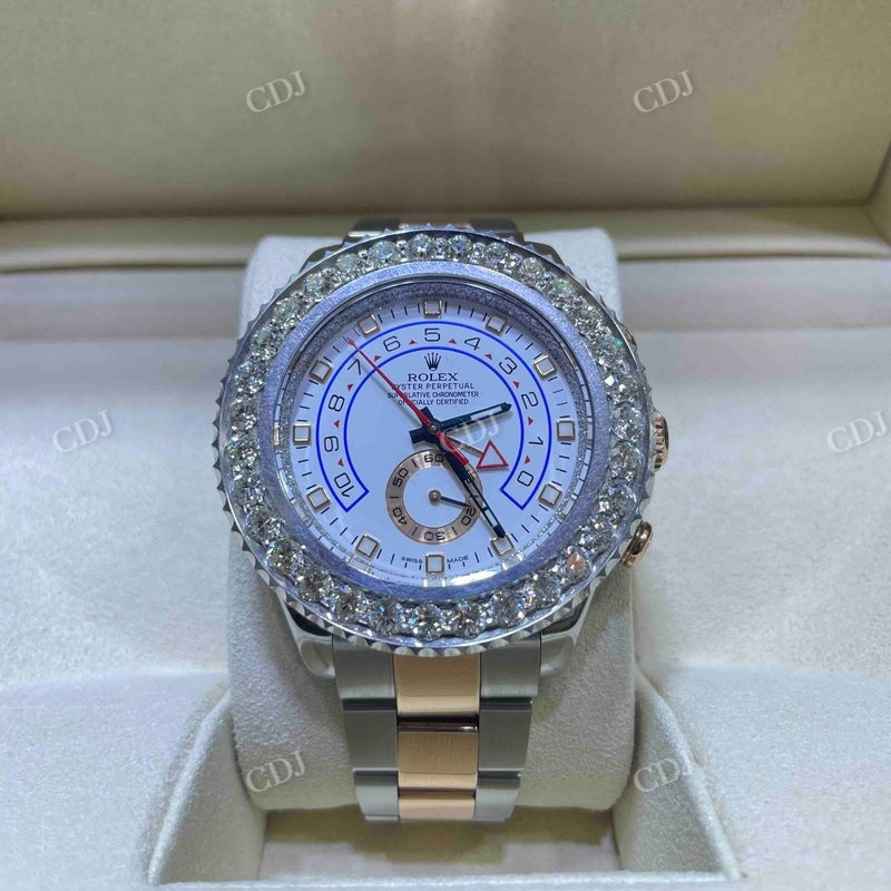 42mm Rolex Two Tone Bezel Set Moissanite Diamond Watch customdiamjewel