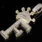 1.5" 0.4TW 10K Gold Diamond Crown Initial 'F' Letter Pendant CustomDiamJewel