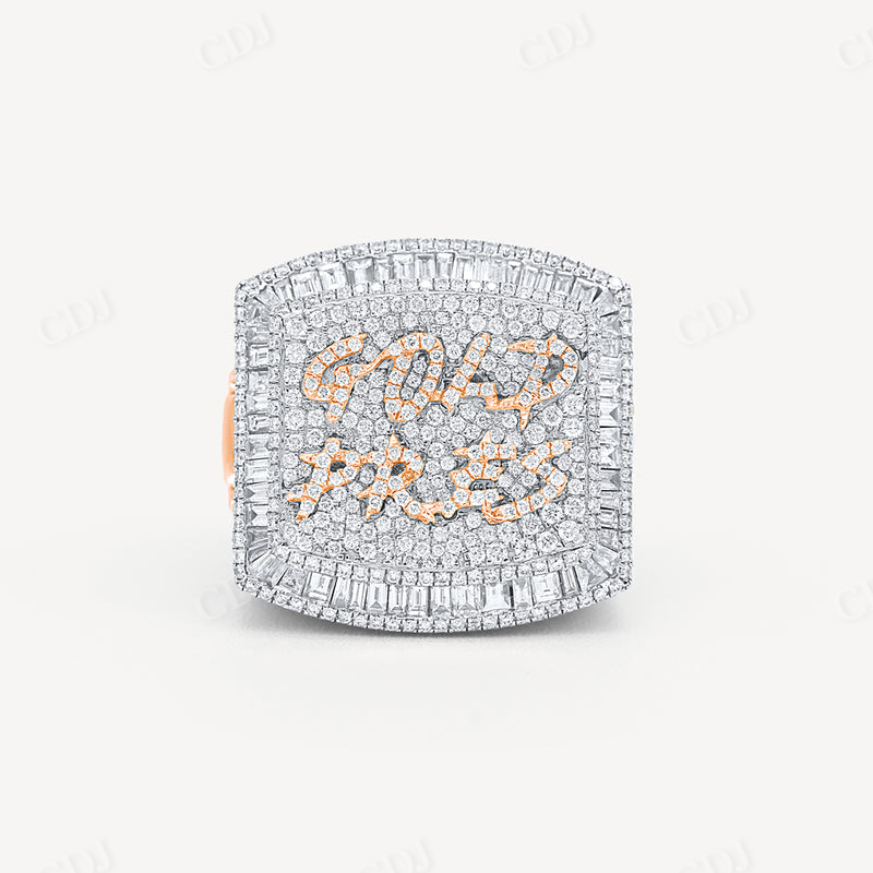 Round And Baguette Diamond Custom Hip Hop Ring  customdiamjewel   