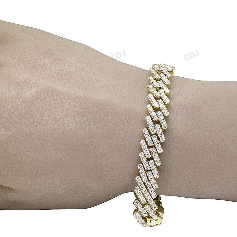 925 Sterling Silver Moissanite Unisex Cuban Bracelet hip hop jewelry customdiamjewel