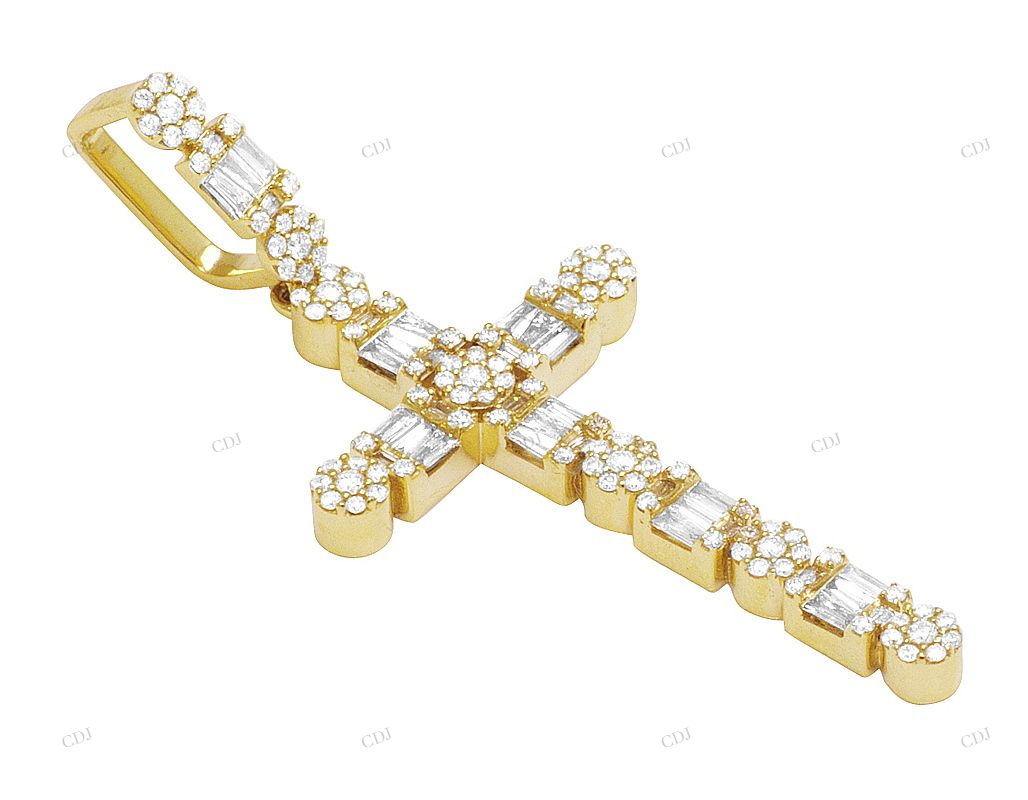 2 Inch Moissanite Flower Cross Pendant hip hop jewelry CustomDiamJewel