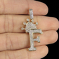 1.5" 0.4TW 10K Gold Diamond Crown Initial 'F' Letter Pendant CustomDiamJewel
