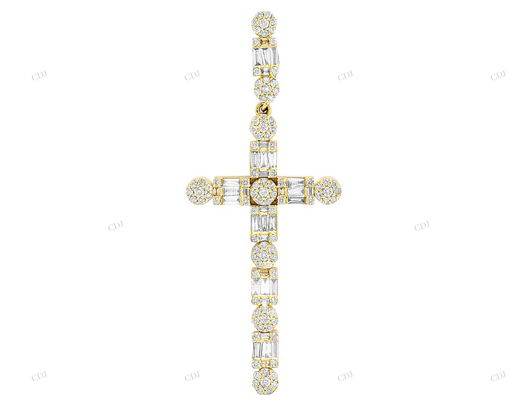 2 Inch Moissanite Flower Cross Pendant hip hop jewelry CustomDiamJewel