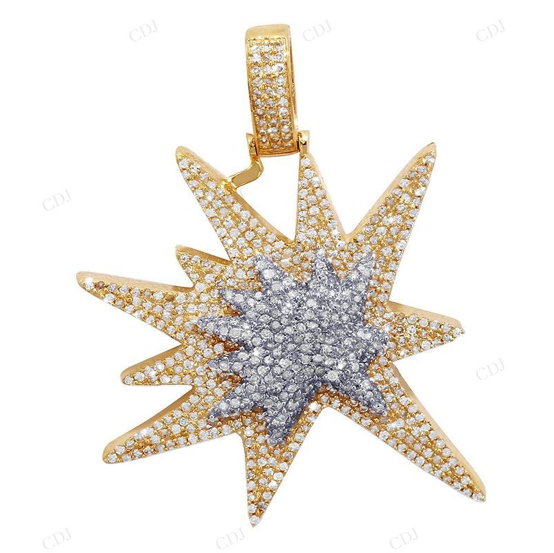 Custom Silver Moissanite Explosion Emoji Pendant CustomDiamJewel