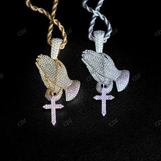 High Quality Micro Paved Hand Cross Pendant hip hop jewelry CustomDiamJewel