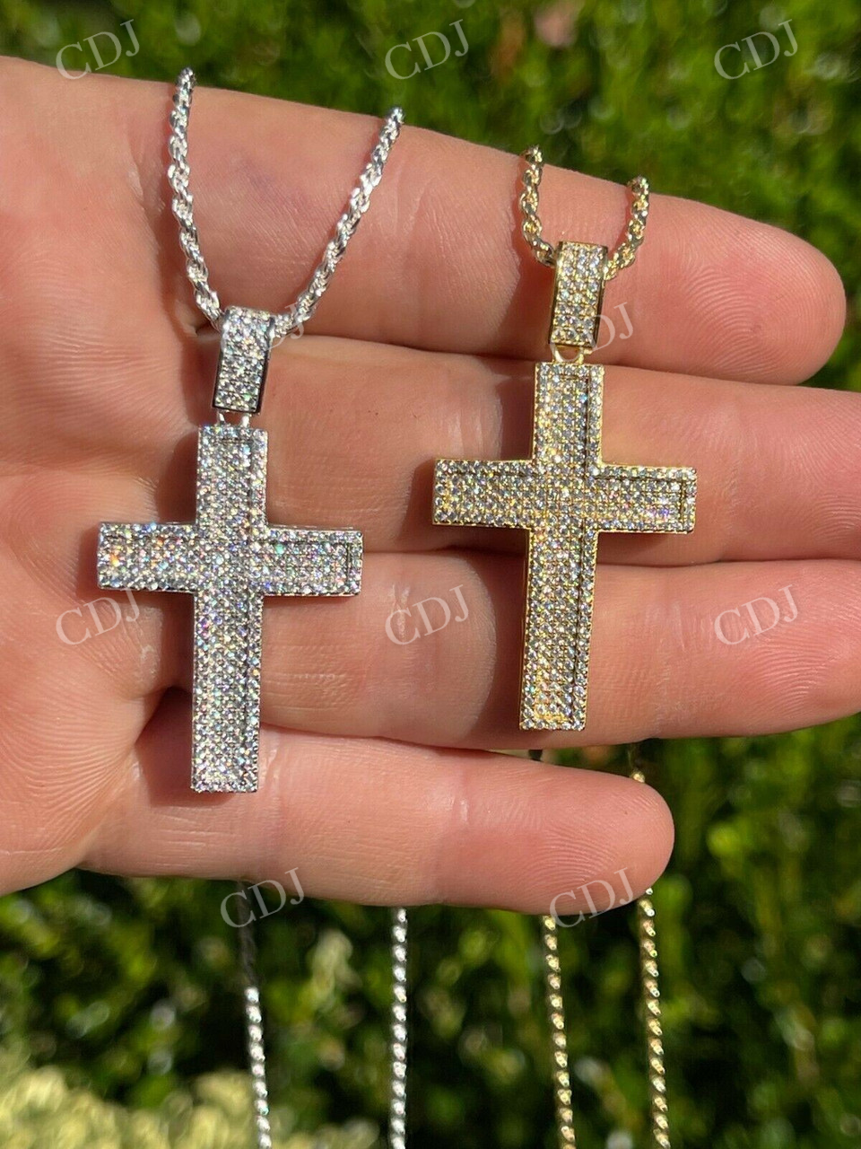 14K Gold Moissanite Cross Pendant For Men  customdiamjewel   