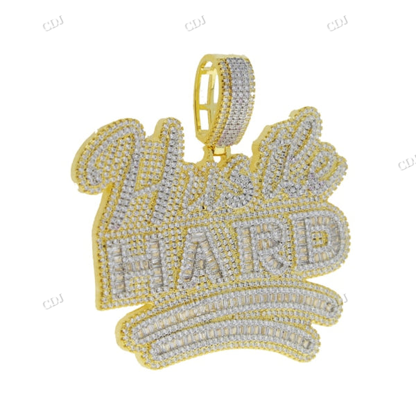 HUSTLE HARD Rose Gold Custom Letter Hip Hop Pendant hip hop jewelry CustomDiamJewel