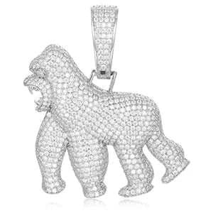 10K Solid White Gold Real Diamond Gorilla Pendant hip hop jewelry CustomDiamJewel