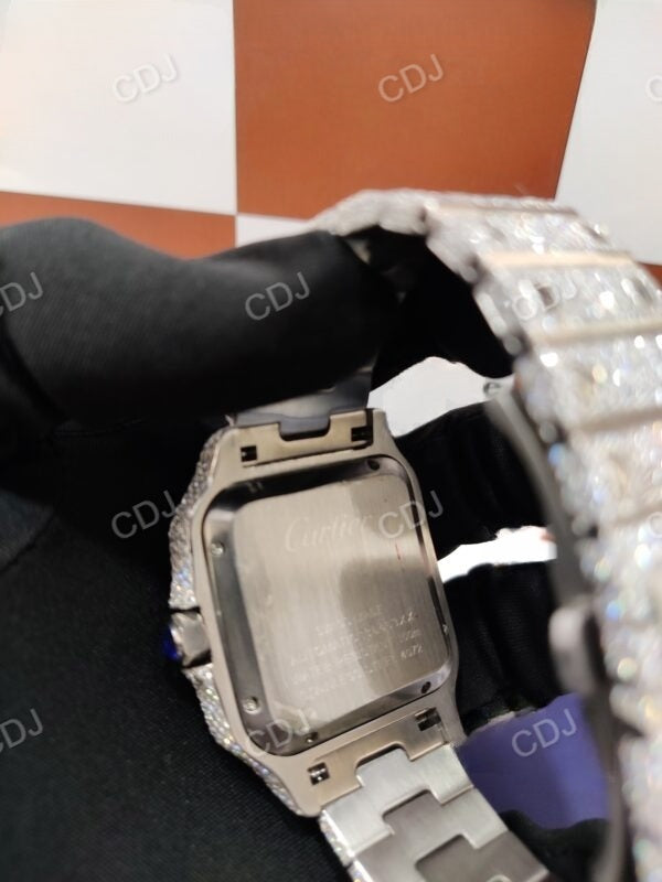 VVS Moissanite Studded Diamond Watch White Gold Plated Cartier Wrist Watches For Men Wholesale Manufacture  customdiamjewel   