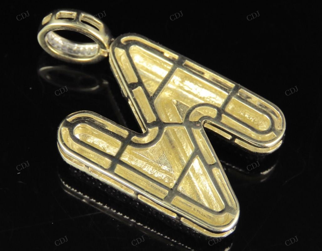 1.3" 1 CTW 10K Gold Natural Diamond N Letter Pendant CustomDiamJewel
