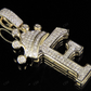 1.5" 0.4TW 10K Gold Diamond Crown Initial 'F' Letter Pendant CustomDiamJewel