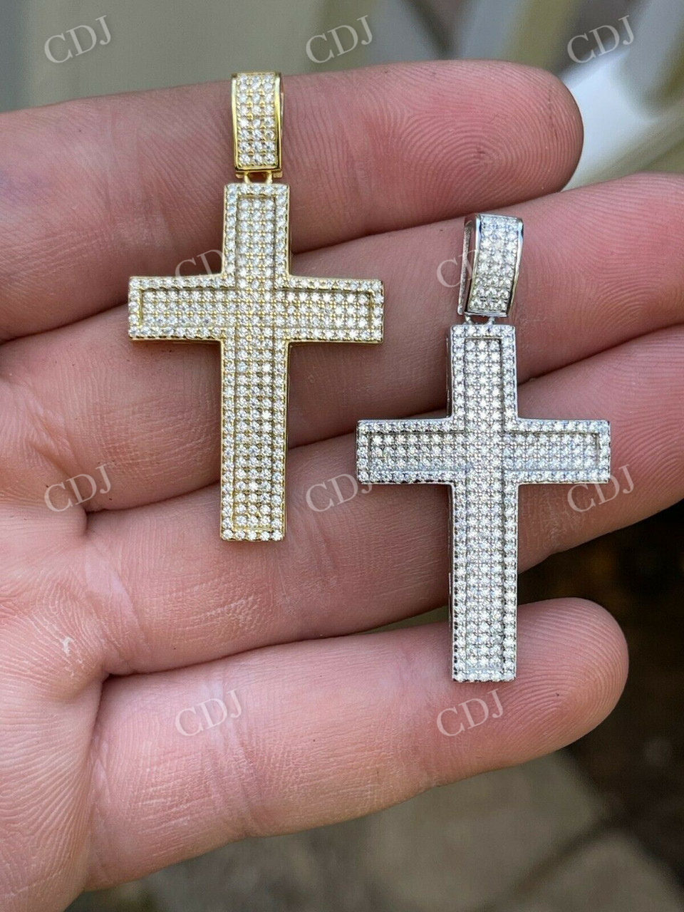 14K Gold Moissanite Cross Pendant For Men  customdiamjewel   