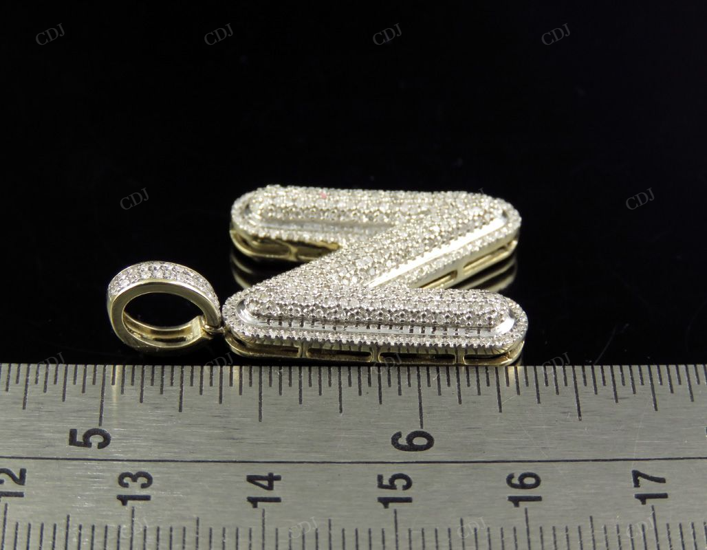 1.3" 1 CTW 10K Gold Natural Diamond N Letter Pendant CustomDiamJewel