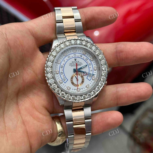 42mm Rolex Two Tone Bezel Set Moissanite Diamond Watch customdiamjewel