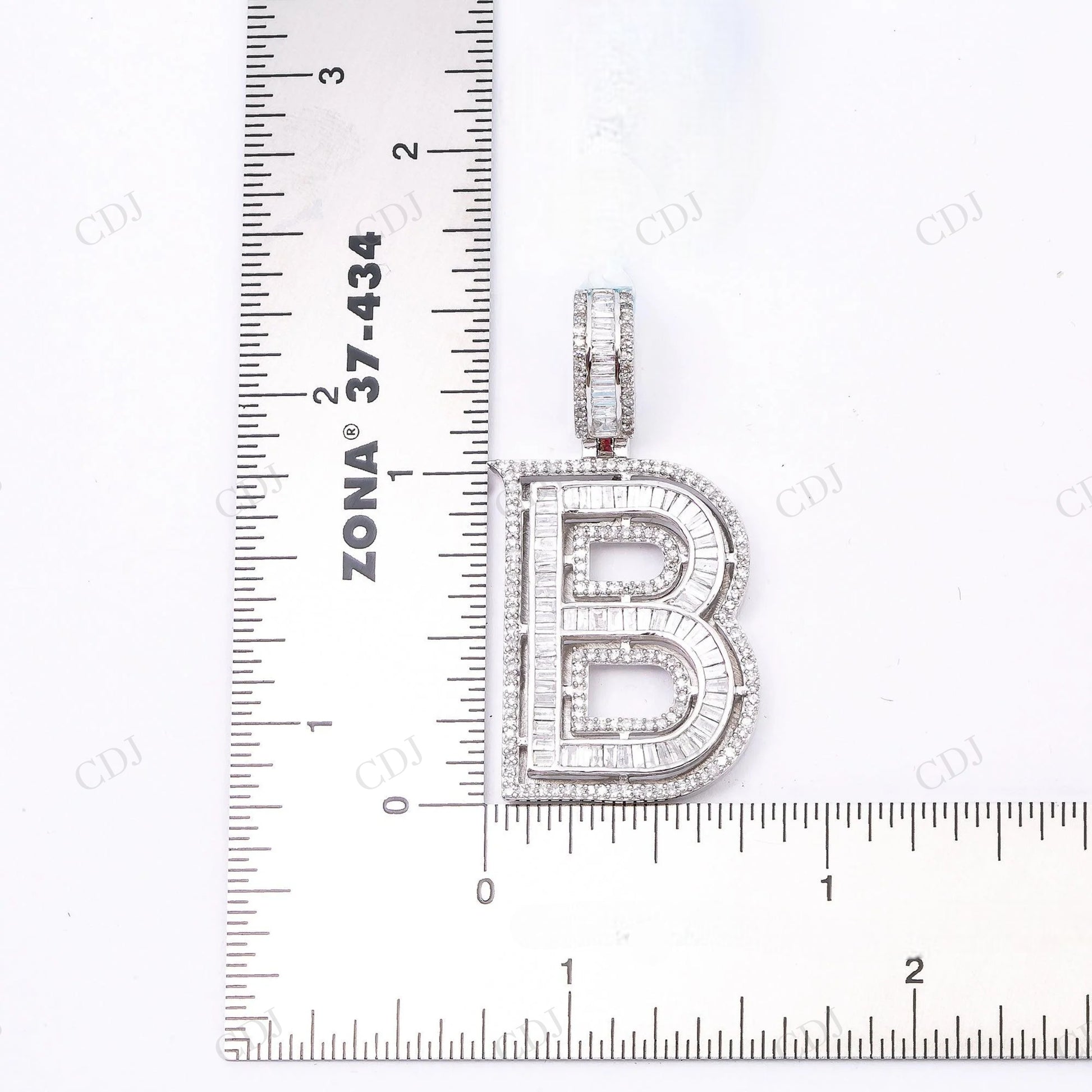 Fully Iced Out B Letter 925 Sterling Silver Moissanite Baguette Pendant Hip Hop Pendent customdiamjewel